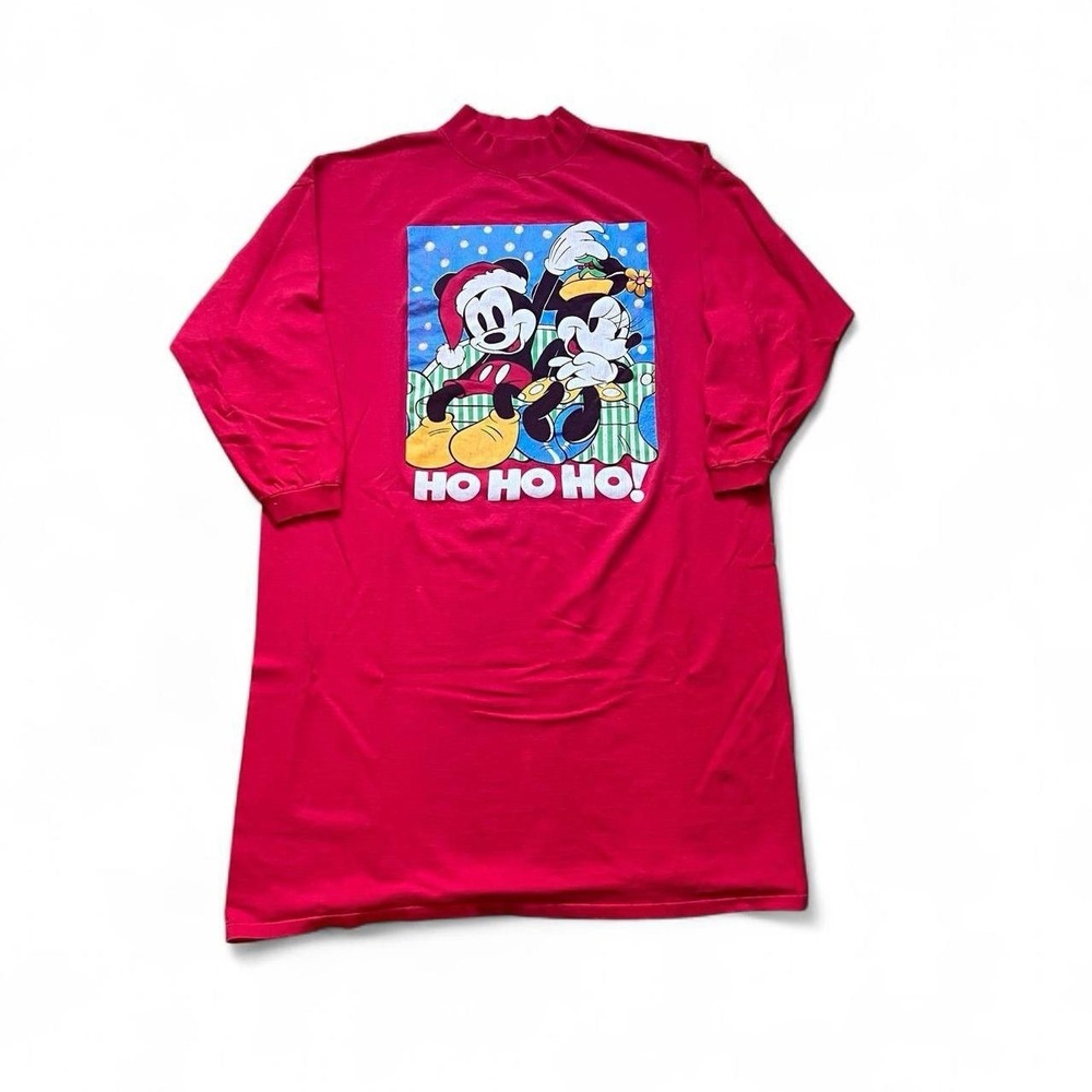 Vintage Mickey Mouse Oversized Sleeping T-Shirt Christmas Disney Single Stitch